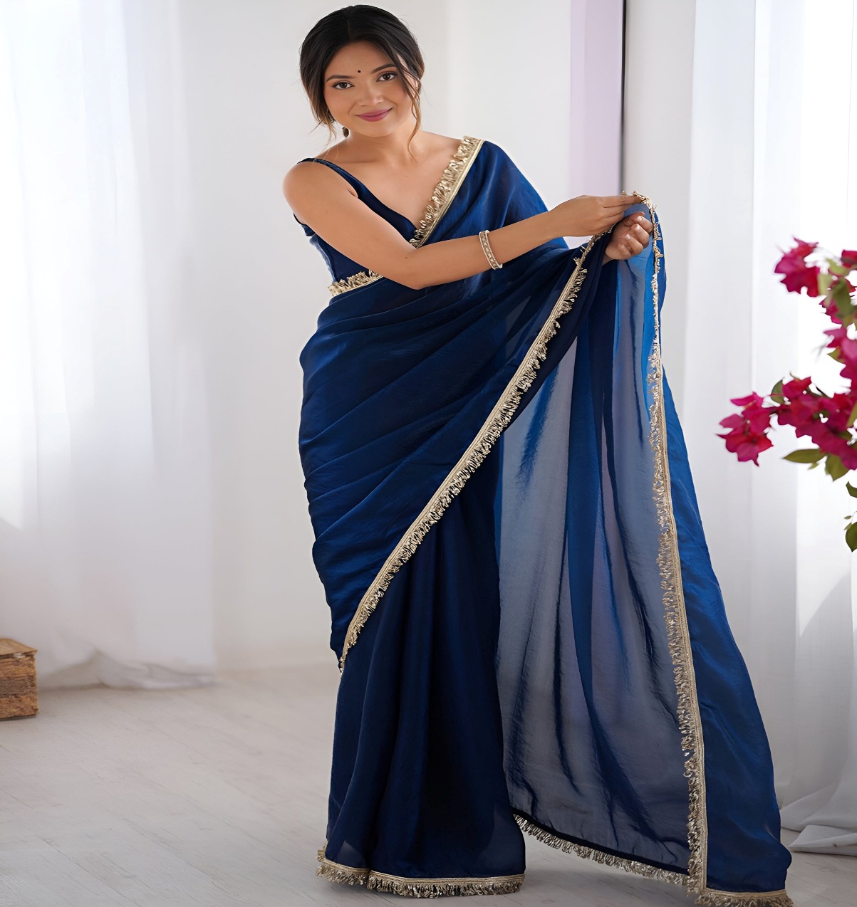 Light Fabric Luxury: Why Blue Saree Designs Work Beautifully with Chiffon Saree Textures