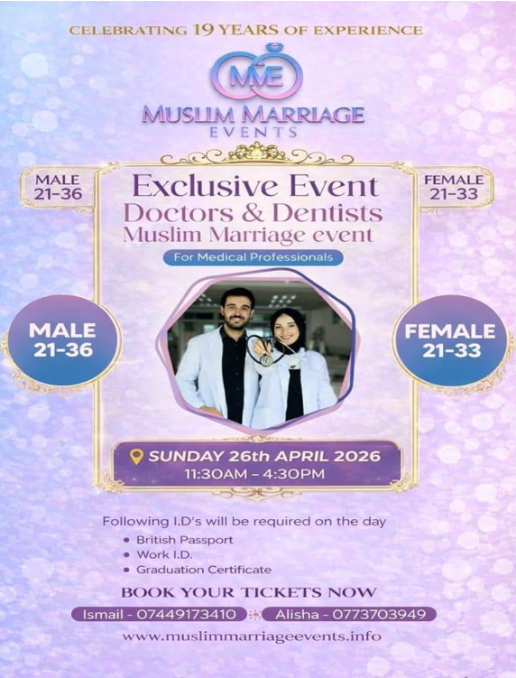 Doctors and Dentists Muslim Marriage Event Birmingham: A Professional Way to Meet the Right Partner