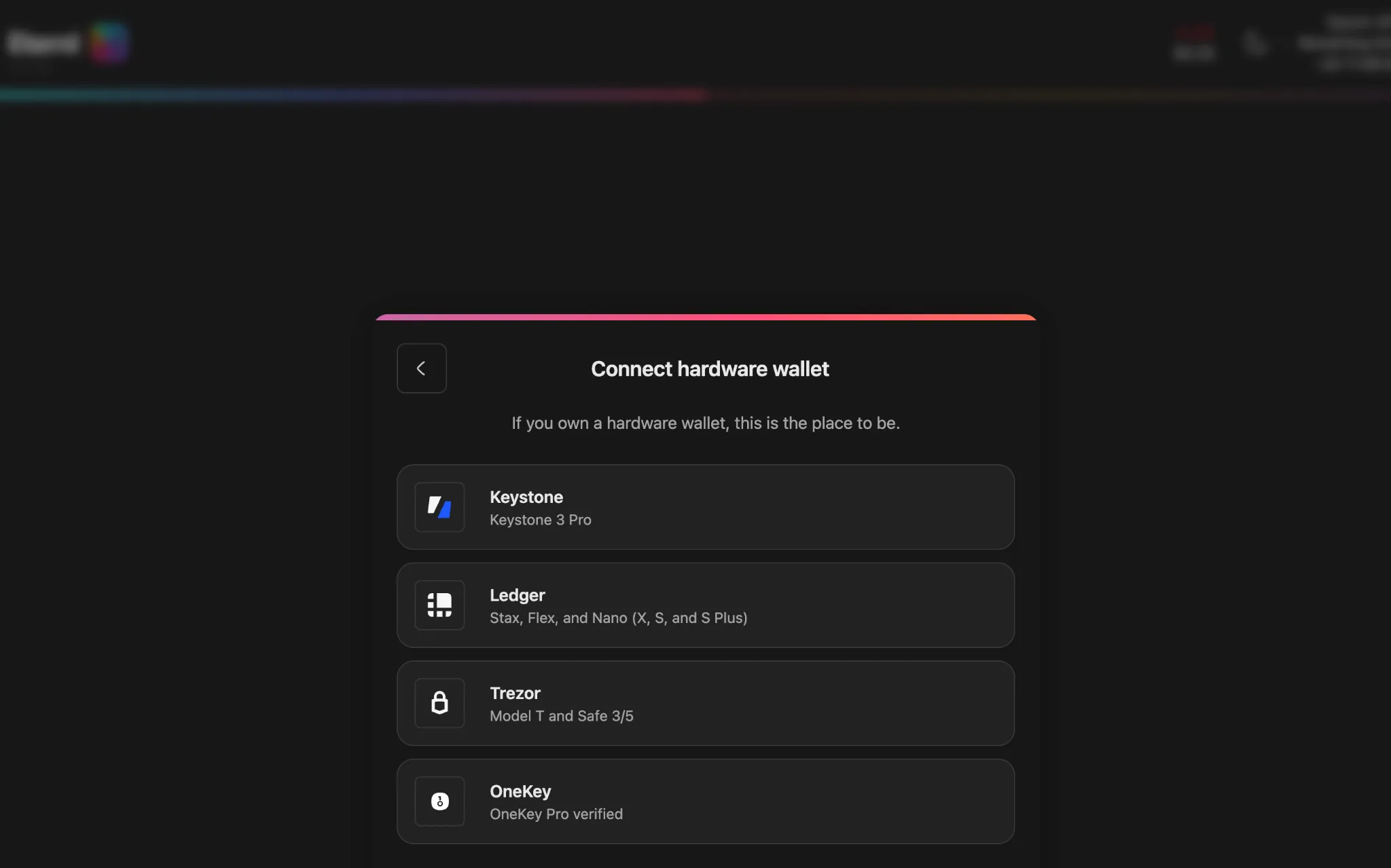 Eternl Wallet security settings page with hardware wallet connection options for Ledger and Trezor