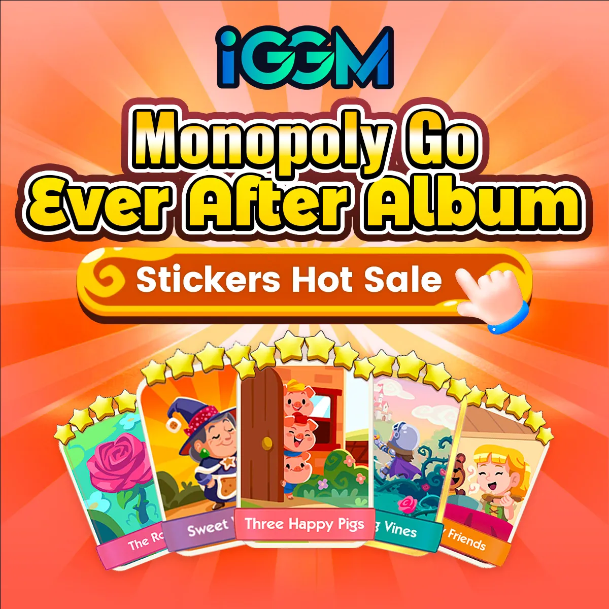 IGGM Monopoly Go cheap stickers for sale during Ever After Album