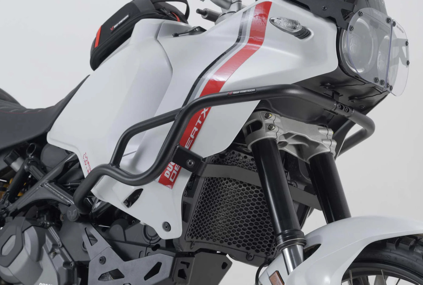 Bmw tank bags and Ducati crashbars options for practical motorcycle use