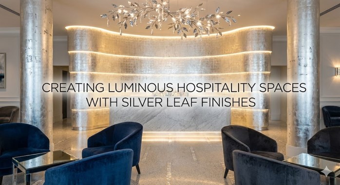 Silver leafing on a contemporary feature wall in an Indian home
