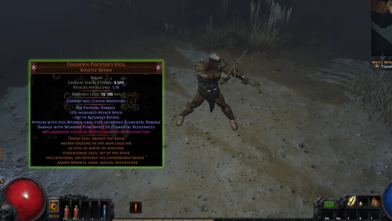 POE Piscator's Vigil Kinetic Wand