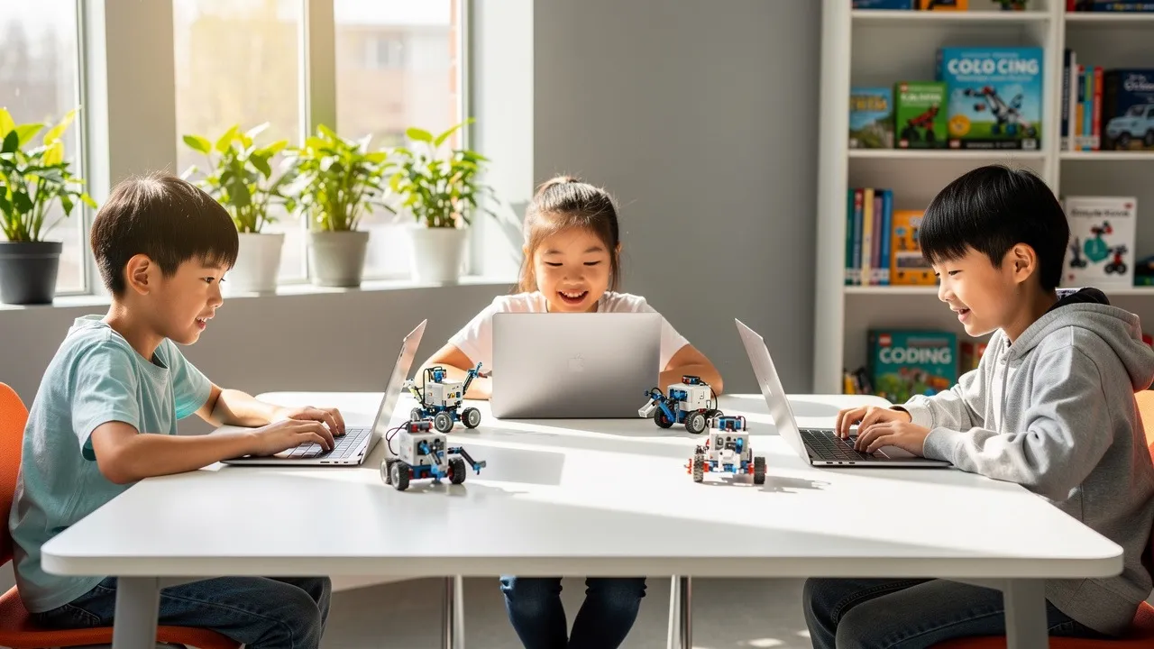 Kids and teens attending coding class in Singapore