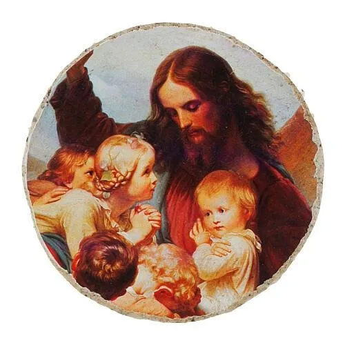 Holyart Jesus with children Vogel diameter 6 cm essential Bottega Tifernate