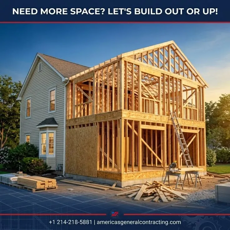 This may contain: a house being built with the words need more space let's build out or up