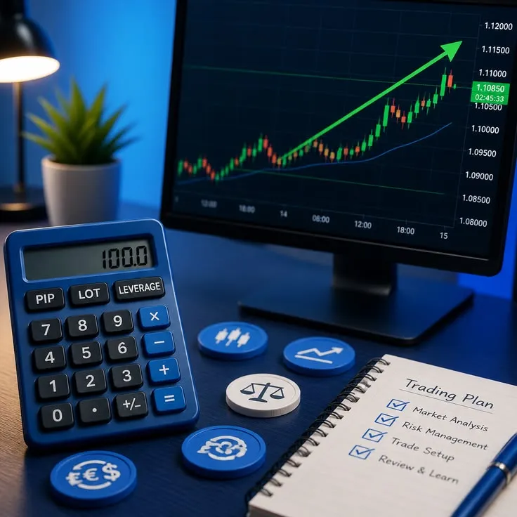 This may contain: a calculator, pen and notebook on a desk with a computer screen in the background
