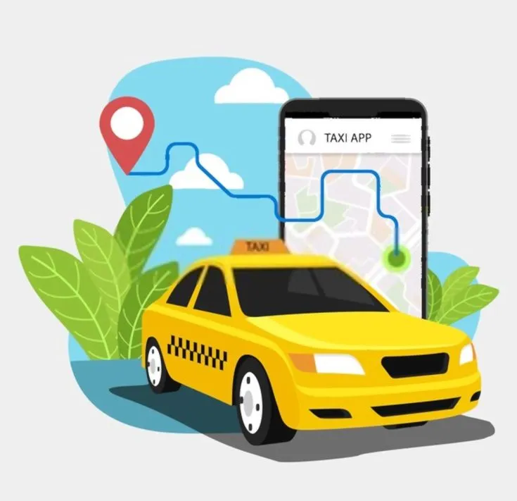 This may contain: taxi cab and map on the phone screen