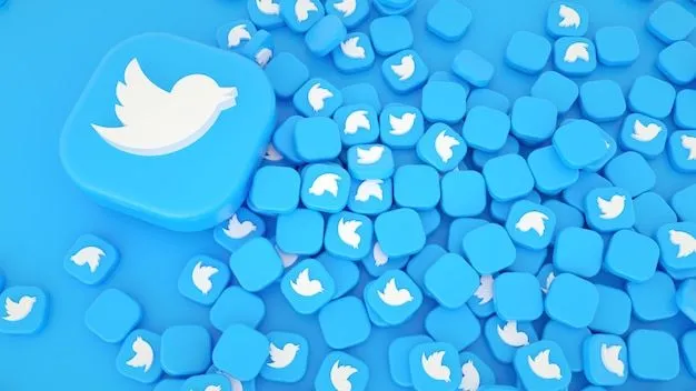 This may contain: blue and white twitter logo surrounded by smaller square shaped blocks with white doves on them