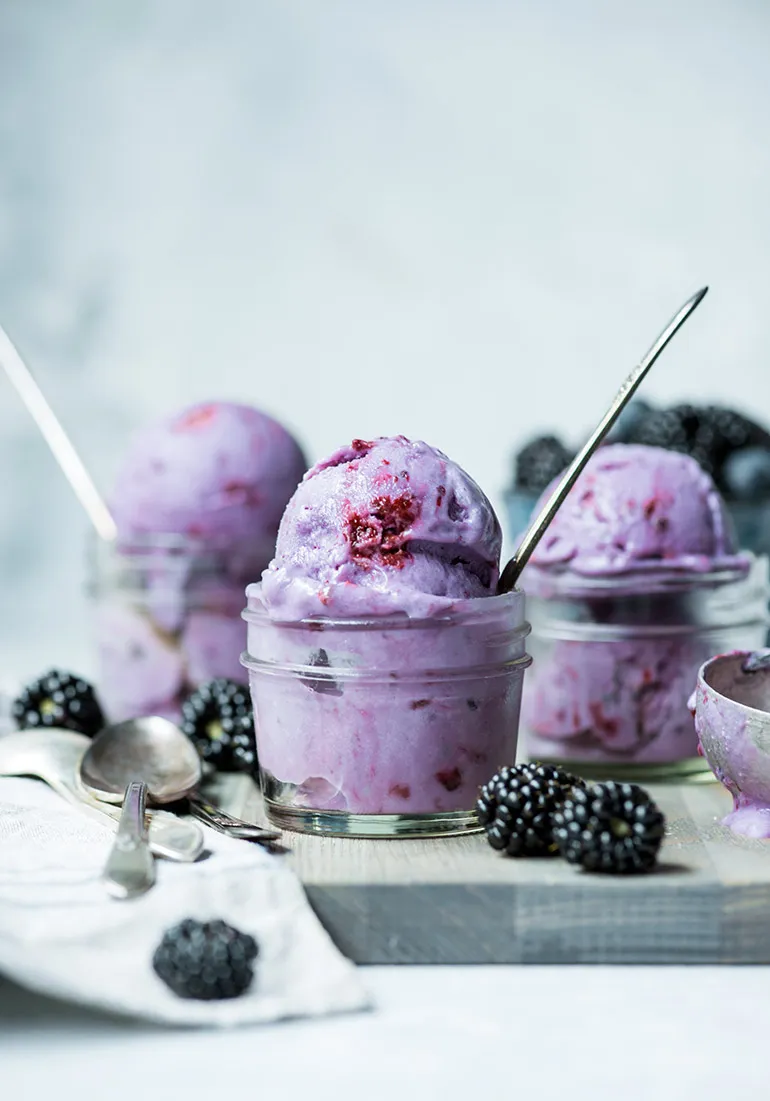 Purple Sweet Potato Ice Cream with Blackberry Swirl