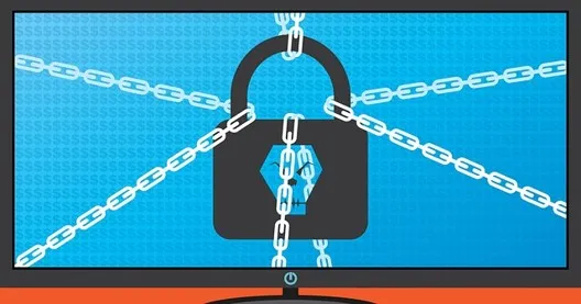 Screen showing a padlock wrapped in chains, representing a production stoppage after a network incident