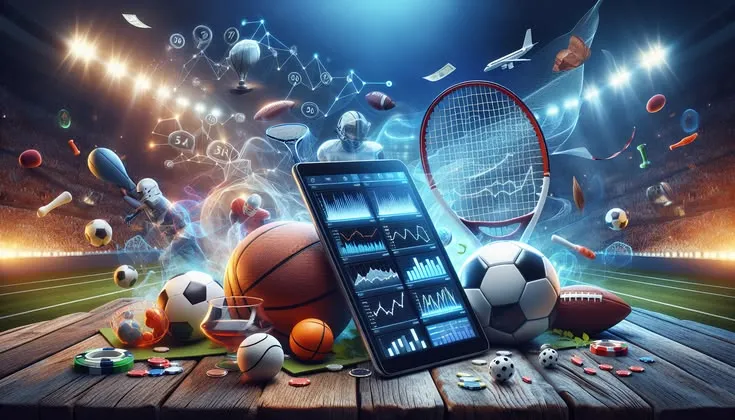 This may contain: a cell phone sitting on top of a wooden table next to sports balls and tennis racquets
