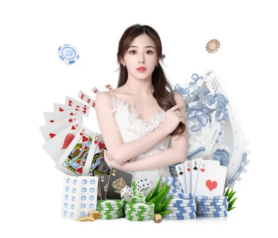 This may contain: a woman in white dress standing next to stacks of cards and casino chips on table