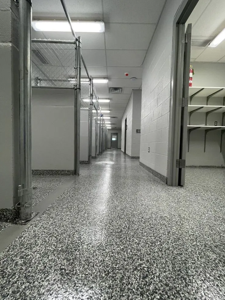A seamless HERMETIC™ Flake Floor was specified for this animal shelter to provide extreme protection. This floor is abrasion and scratch resistant to all those claws, can withstand urine and chemicals, and is easy to clean.
#elitecrete #durableflooring #seamlessflooring #concretecoatings #toughfloors #protectivecoatings #flakefloor #animalshelter #flakefloor #petflooring #stainresistant #chemicalresistant #abrasionresistant #scratchresistant #concreterestoration