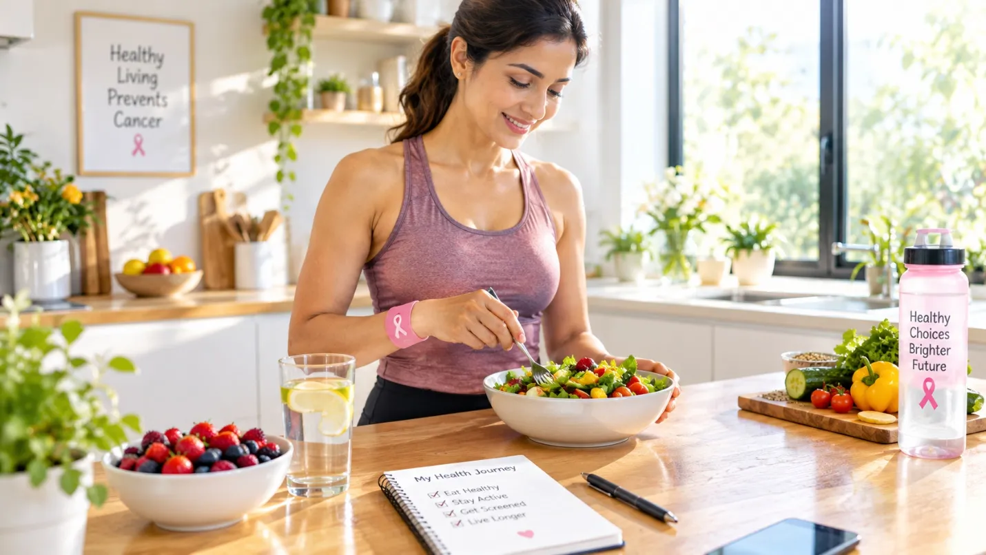 Woman preparing a healthy meal with fresh berries and vegetables, highlighting lifestyle choices alongside hemodialysis awareness and long-term wellness.