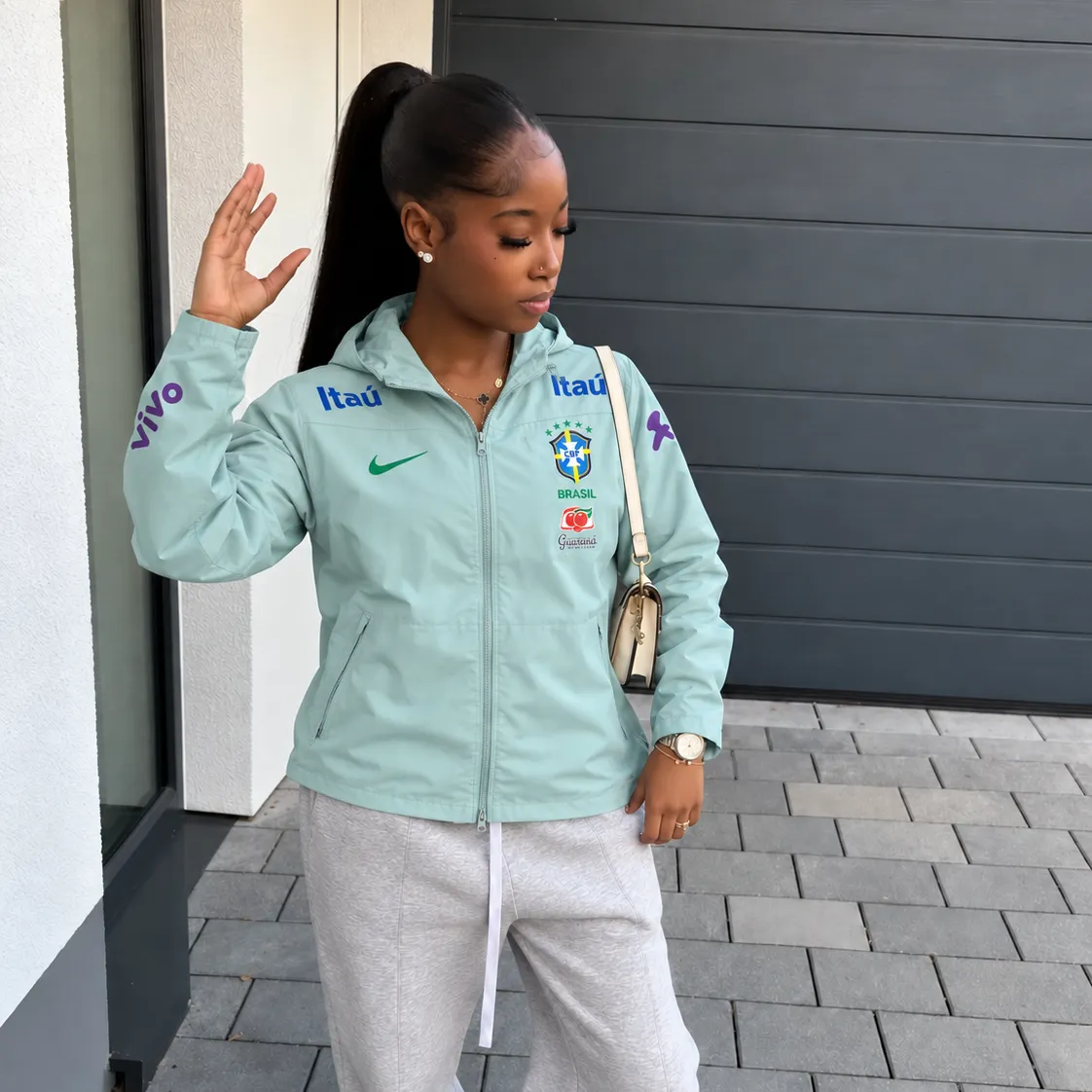 Veste Brésil noire entièrement zippée