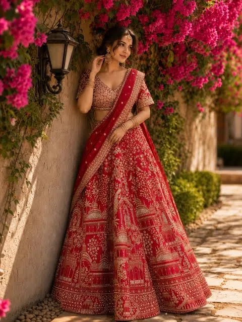 Maroon Designer Bridal Lehenga for Wedding