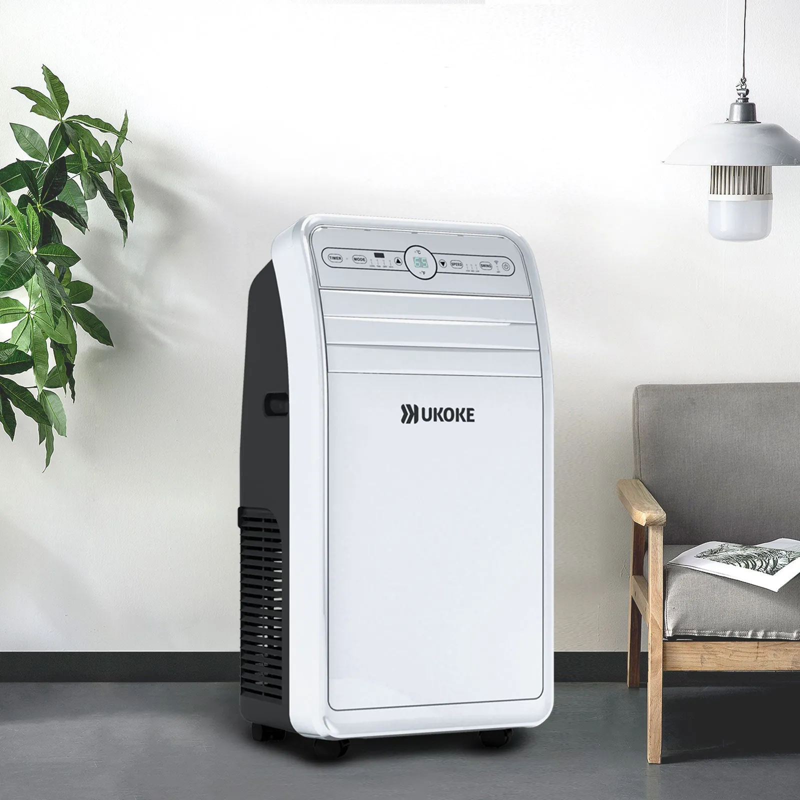 Ukoke USPC02S portable air conditioner in a bright living room