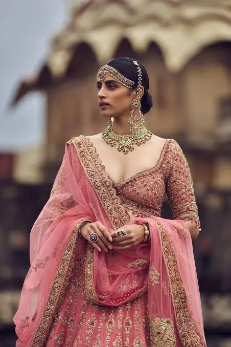 Rose Pink Raw Silk Lehenga Choli With Net Dupatta XS / With Dupatta