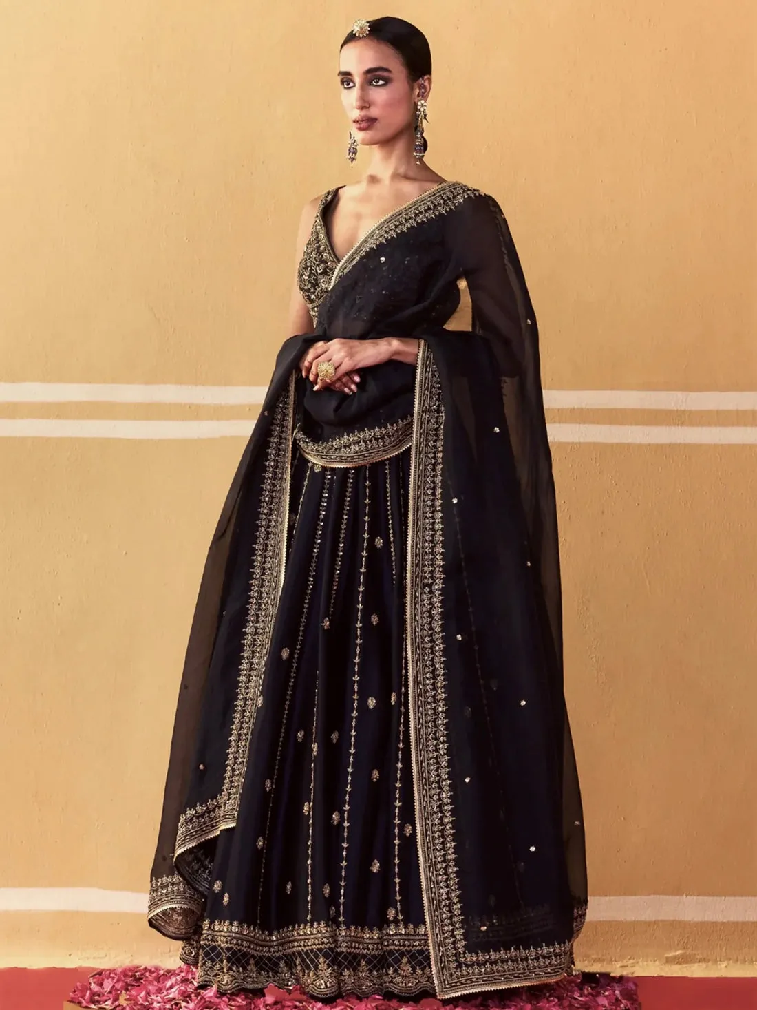Captivating Black Sequins Work Silk Festival Wear Lehenga Choli With Dupatta