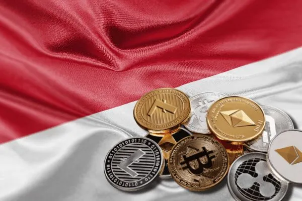 This may contain: some coins are sitting on top of a red, white and blue fabric with the flag of indonesia in the background