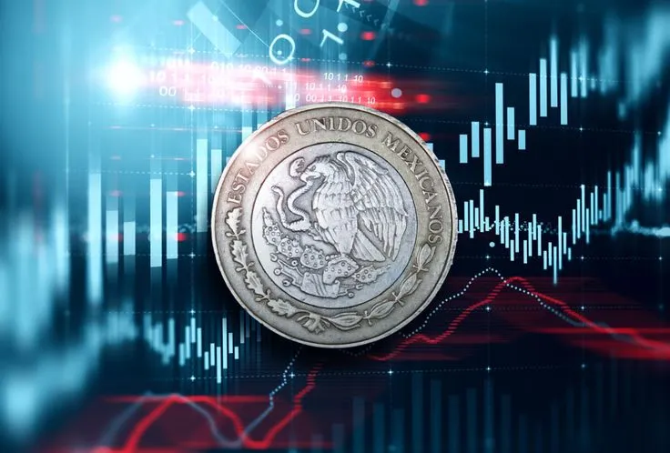This may contain: a silver coin sitting on top of a stock market chart with an arrow in the background