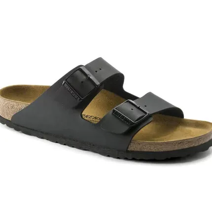 Black Birkenstock Arizona two-strap sandal with cork footbed