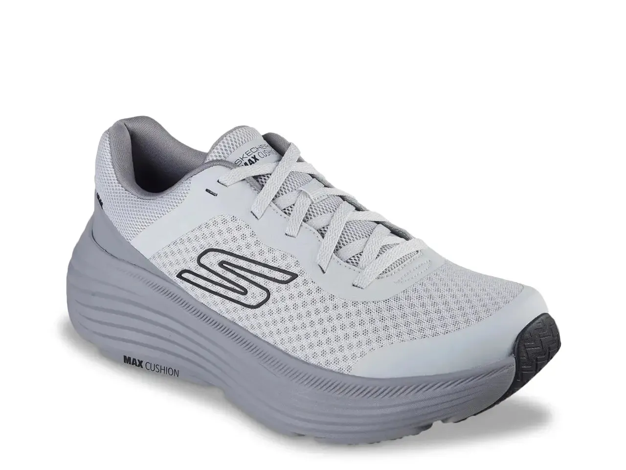 Gray Skechers Max Cushioning lace-up running shoe