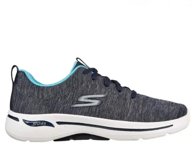 Skechers Go Walk Arch Fit lace-up sneaker in navy and white