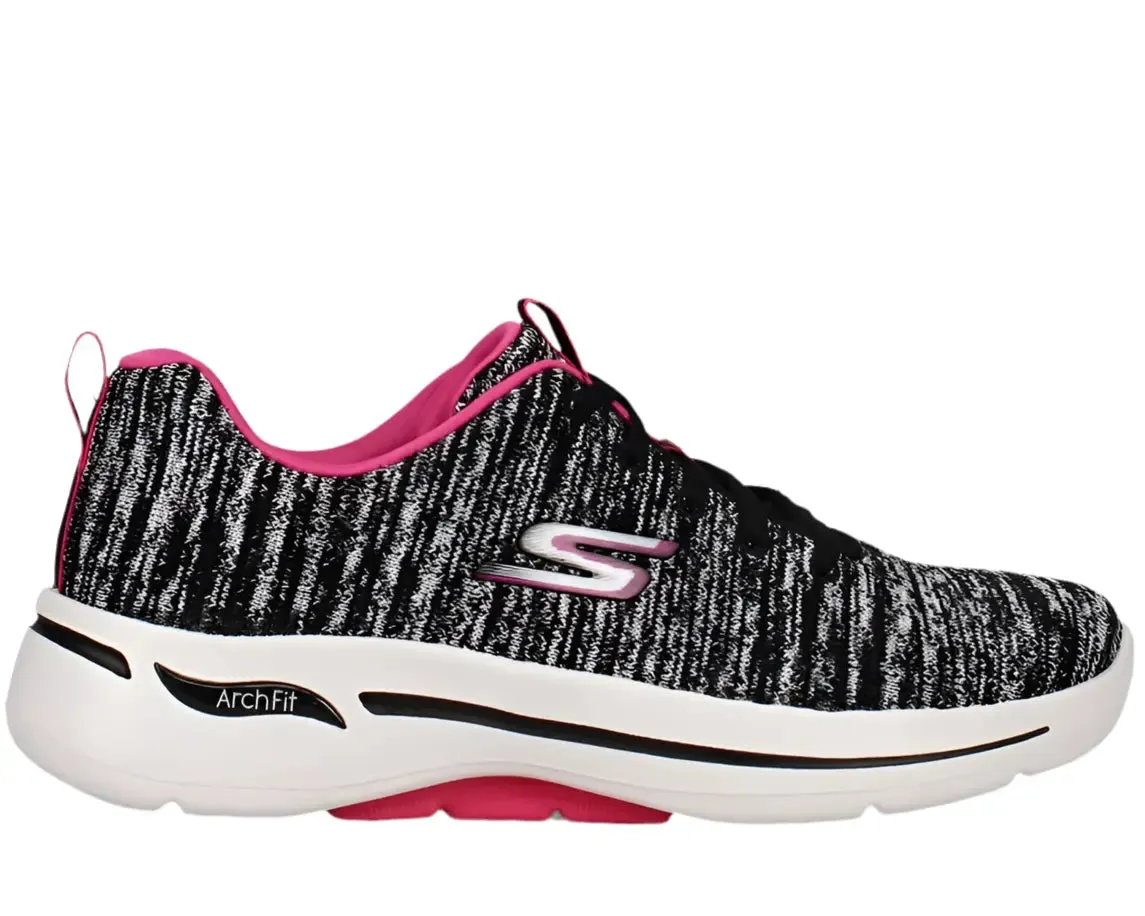 Skechers Go Walk Arch Fit Glee walking shoe in black, white and pink